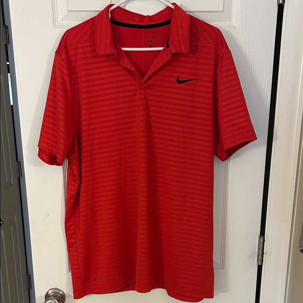 Nike Men's dri fit Striped Red Polo Shirt